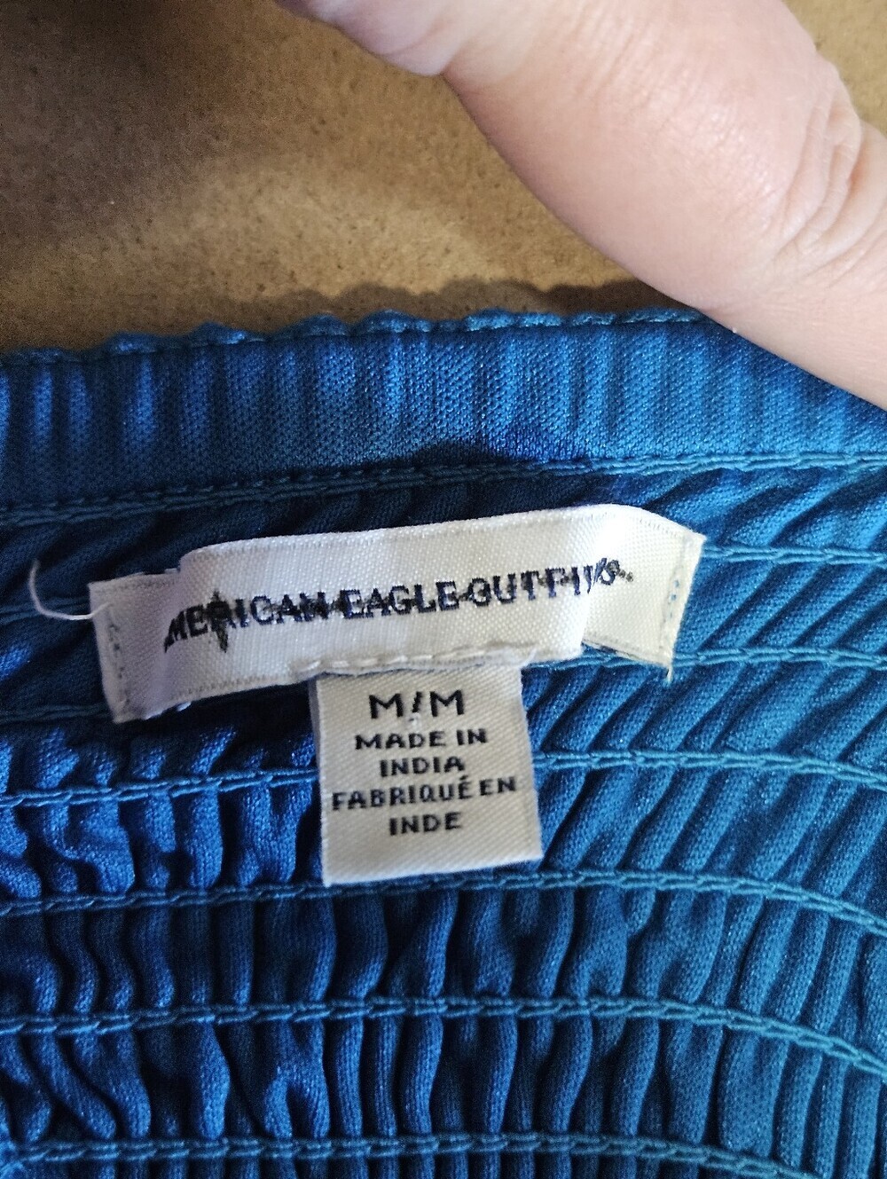 0088 American Eagle Blue Maxi Dress Size Medium Bustier Bodice Cross Back Straps - Picture 8 of 13